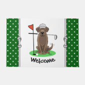 Golf Chocolate Labrador Retriever Dog - Funny Deurmat (Voorkant)