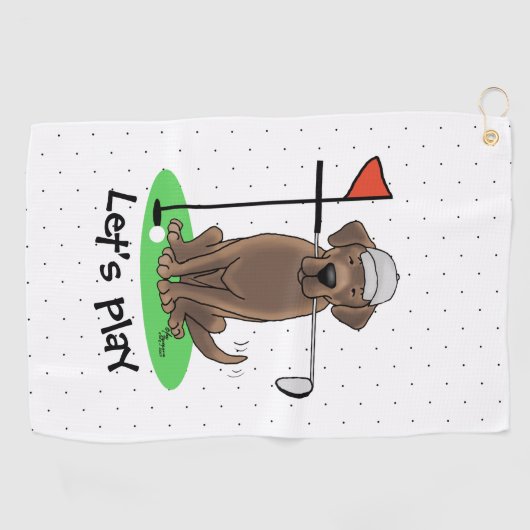 Golf Chocolate Labrador Retriever Dog - Funny Golfhanddoek (Horizontaal)