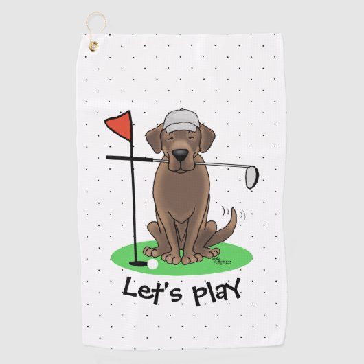 Golf Chocolate Labrador Retriever Dog - Funny Golfhanddoek (Voorkant)