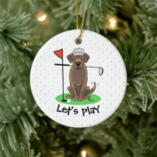 Golf Chocolate Labrador Retriever Dog - Funny Keramisch Ornament