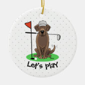 Golf Chocolate Labrador Retriever Dog - Funny Keramisch Ornament (Voorkant)