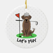 Golf Chocolate Labrador Retriever Dog - Funny Keramisch Ornament (Achterkant)