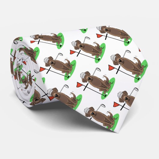 Golf Chocolate Labrador Retriever Dog - Funny Stropdas (Opgerold)