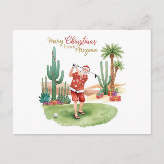 Golf Christmas Arizona  with Santa Claus Feestdagenkaart (Voorkant)