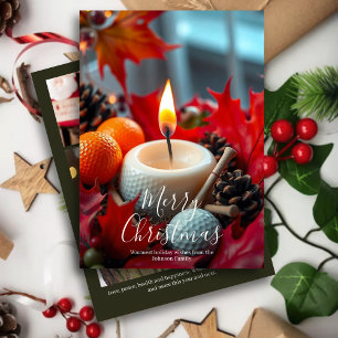 Golf Christmas Candle· Familiefoto Olive Feestdagenkaart