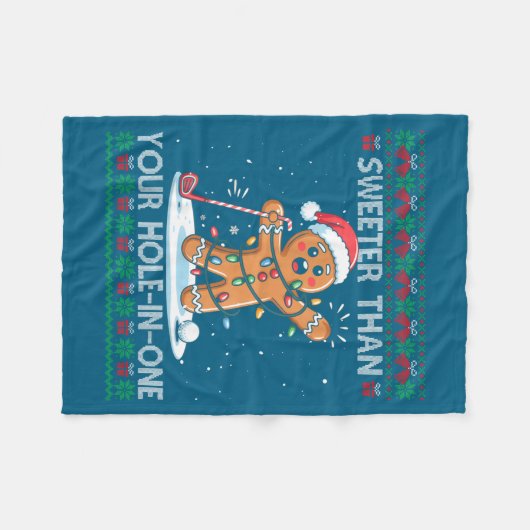 Golf Christmas Gingerbread Sweeter Than Your Hole- Fleece Deken (Voorkant (Horizontaal))