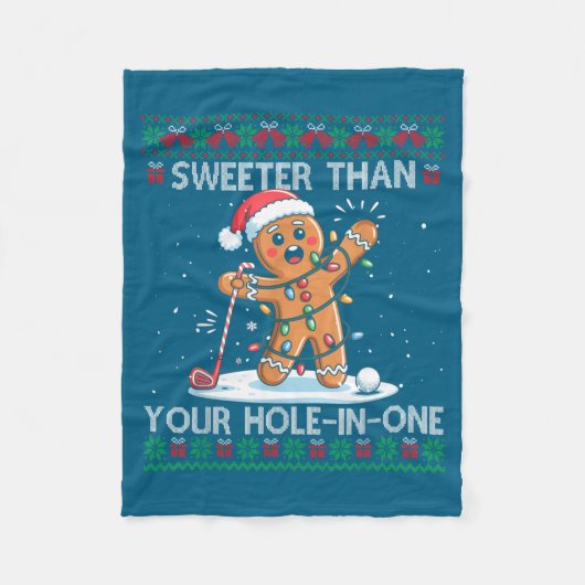 Golf Christmas Gingerbread Sweeter Than Your Hole- Fleece Deken (Voorkant)