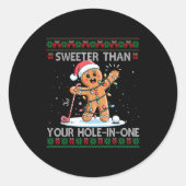 Golf Christmas Gingerbread Sweeter Than Your Hole- Ronde Sticker (Voorkant)