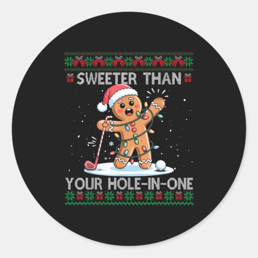 Golf Christmas Gingerbread Sweeter Than Your Hole- Ronde Sticker (Voorkant)