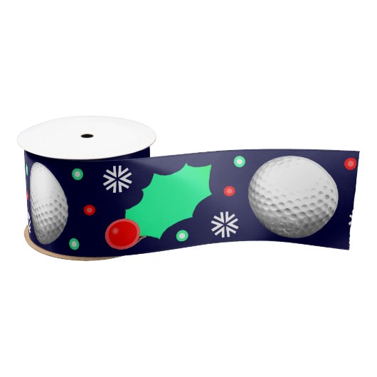 Golf Christmas Holiday Gift Satin Ribbon Satijnen Lint (Spoel)