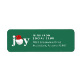 Golf Christmas Holiday Joy  Festive Modern Green Etiket (Voorkant)