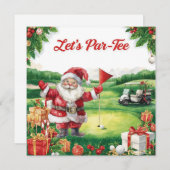 Golf Christmas Let’s Par tee with Santa Claus Feestdagenkaart (Voorkant / Achterkant)