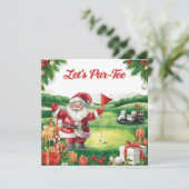 Golf Christmas Let’s Par tee with Santa Claus Feestdagenkaart (Staand voorkant)