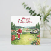Golf Christmas Let’s Par tee with Santa Claus Feestdagenkaart (Staand voorkant)