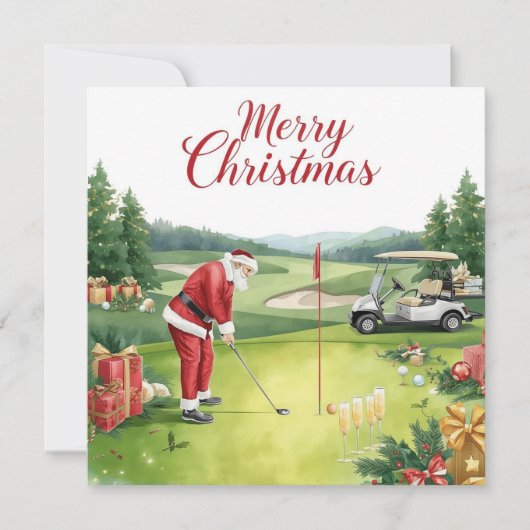 Golf Christmas Let’s Par tee with Santa Claus Feestdagenkaart (Voorkant)
