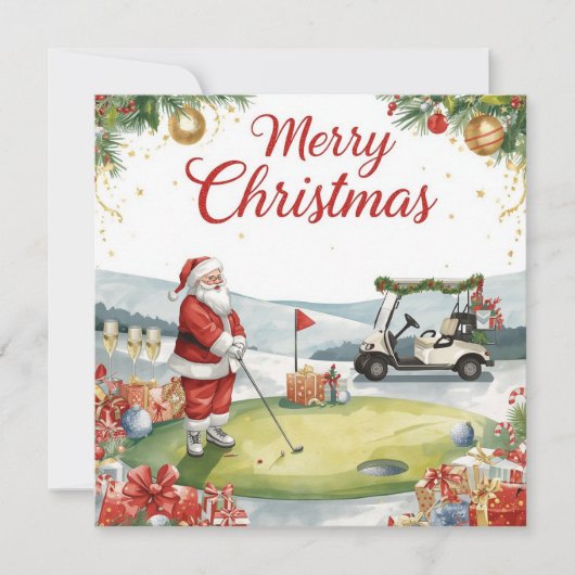 Golf Christmas Let’s Par tee with Santa Claus Feestdagenkaart (Voorkant)