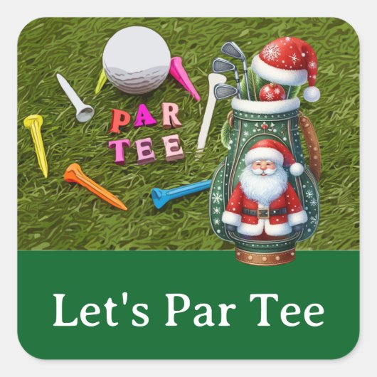 Golf Christmas Let's Par t-shirt met golftas Vierkante Sticker (Voorkant)