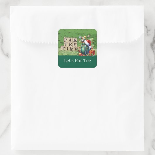 Golf Christmas Let's Par t-shirt met golftas Vierkante Sticker (Tas)