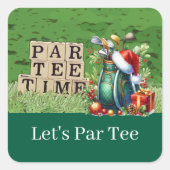 Golf Christmas Let's Par t-shirt met golftas Vierkante Sticker (Voorkant)