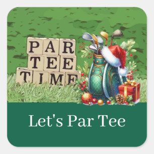 Golf Christmas Let's Par t-shirt met golftas Vierkante Sticker