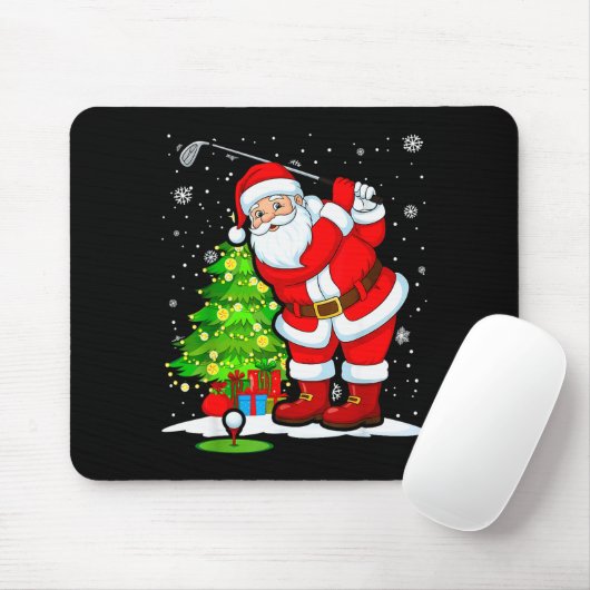 Golf Christmas Men Club Playing Santa Claus  Muismat (Met muis)