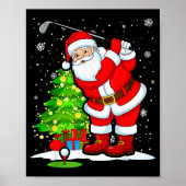 Golf Christmas Men Club Playing Santa Claus  Poster (Voorkant)