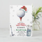 Golf Christmas Party Invitation Kaart (Staand voorkant)