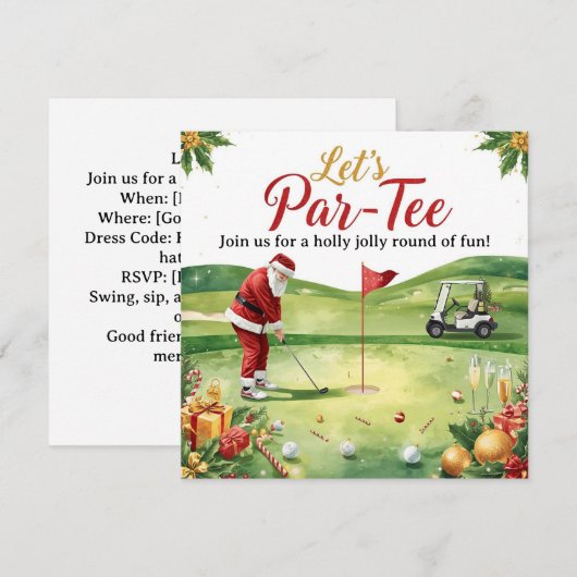 Golf Christmas Party Let’s Par tee with Santa  Kaart (Voorkant / Achterkant)