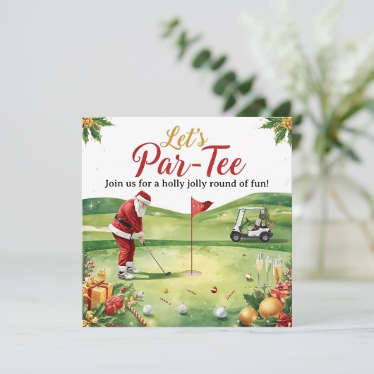Golf Christmas Party Let’s Par tee with Santa Kaart (Staand voorkant)