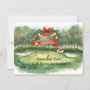 Golf Christmas Party op het zetten van groen Briefkaart