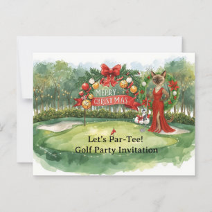 Golf Christmas Party op het zetten van groen Briefkaart
