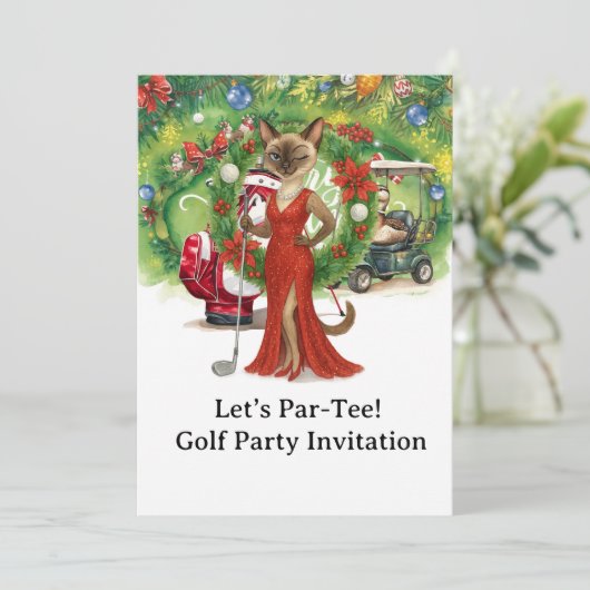 Golf Christmas Party op het zetten van groen Kaart (Staand voorkant)