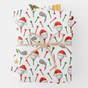 Golf Christmas Party thema Golfen voor Golfer Inpakpapier Vel