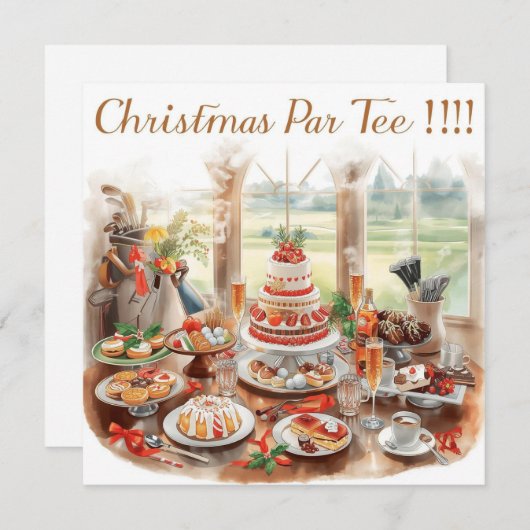 Golf Christmas Party with Golf Course Background Kaart (Voorkant / Achterkant)