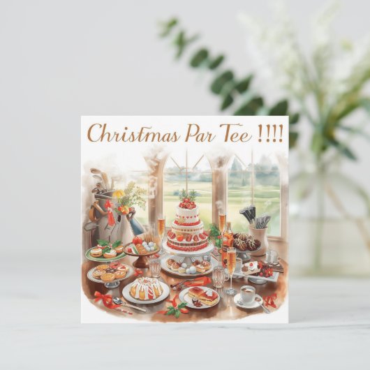 Golf Christmas Party with Golf Course Background Kaart (Staand voorkant)