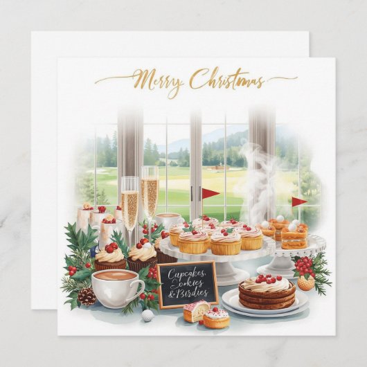 Golf Christmas Party with Golf Course Background Kaart (Voorkant / Achterkant)