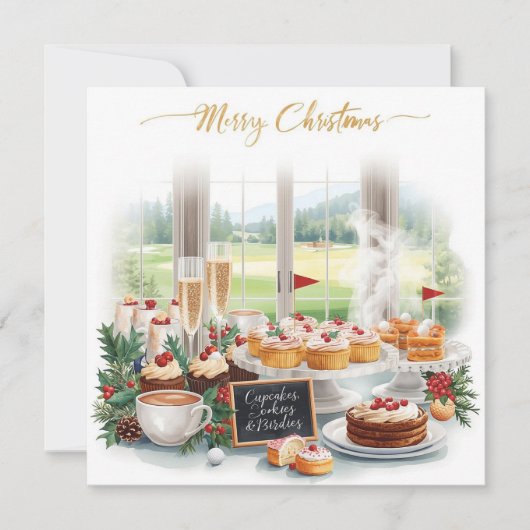 Golf Christmas Party with Golf Course Background Kaart (Voorkant)