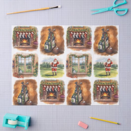 Golf Christmas Party with golf themed Tissuepapier (Craft)