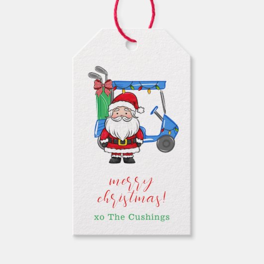Golf Christmas Santa Custom Cadeaulabel (Voorkant)