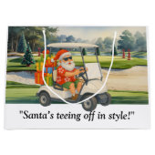 Golf Christmas Santa  drive golf cart on course Groot Cadeauzakje (Voorkant)