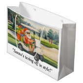 Golf Christmas Santa  drive golf cart on course Groot Cadeauzakje (Voorkant Gekanteld)
