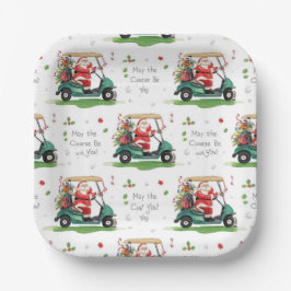 Golf Christmas Santa Golfer Course kan bij u zijn Papieren Bordje