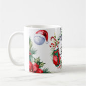 Golf Christmas thema Waterverf voor golfer Koffiemok (Links)