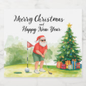 Golf Christmas themed for golfer on course Likeurfles Etiket (Enkel label)