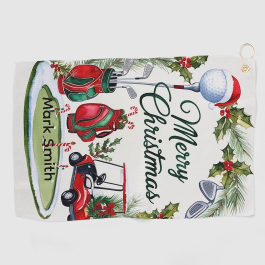 Golf Christmas themed Golfhanddoek (Horizontaal)