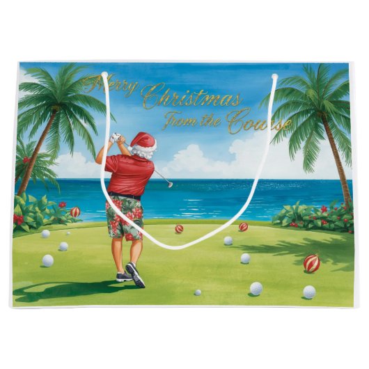 Golf Christmas themed with Santa Claus golfing  Groot Cadeauzakje (Voorkant)