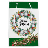 Golf Christmas themed with Wreath  Medium Cadeauzakje (Voorkant)