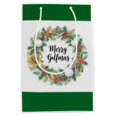 Golf Christmas themed with Wreath  Medium Cadeauzakje (Voorkant)