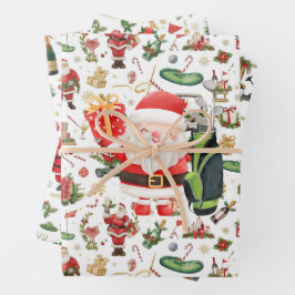 Golf Christmas with ball and iron for golfer  Inpakpapier Vel