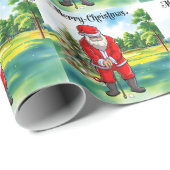 Golf Christmas with Santa Claus at golf course Cadeaupapier (Rol Hoek)